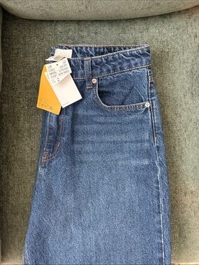 H&M High-Rise Straight-Leg Jeans - Dark Blue